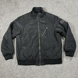 Coogi Jacket Mens XL Black Bomber Insulated Lined‎ Australia Patch Coat